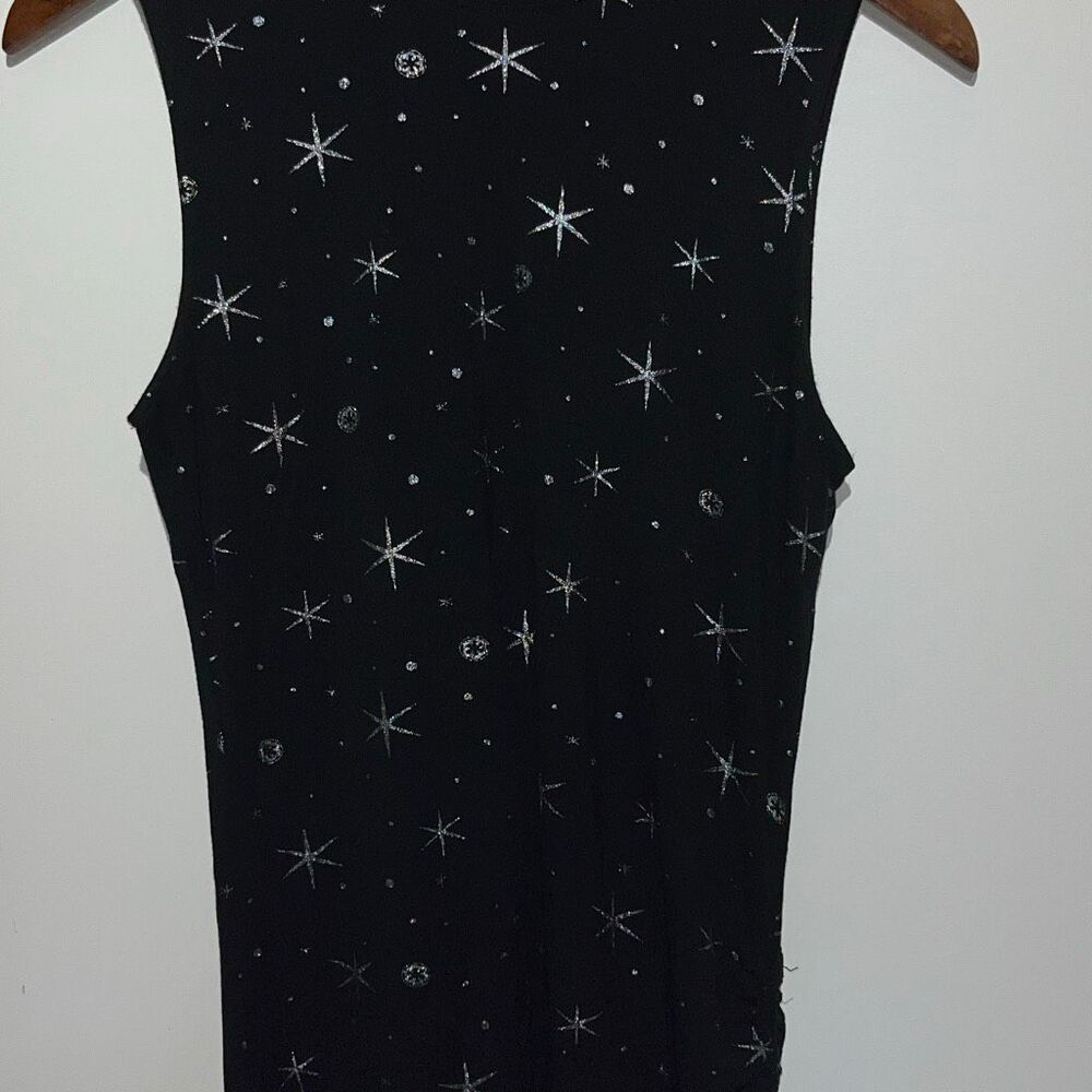 Star Wars Women's Black White Star Cinched Crew Neck Sleeveless Tunic Top Small - Picture 5 of 9